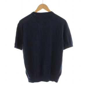 Brilla per il gusto シーアイランドコットン クルーネック ニット セーター 半袖 プルオーバー M ネイビー 24-04-0205-148