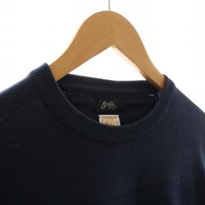 Brilla per il gusto シーアイランドコットン クルーネック ニット セーター 半袖 プルオーバー M ネイビー 24-04-0205-148
