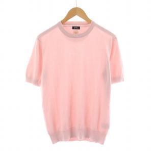 シーアイランドコットンクルーネックニット カットソー 半袖 プルオーバー M ピンク 24-04-0205-148