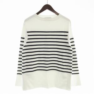スビンコットン ニットバスクシャツ ボーダー セーター S 白 ホワイト 63-02-34-02008