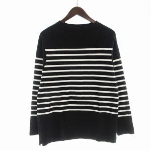 スビンコットン ニットバスクシャツ ニット セーター 長袖 S 黒 ブラック 63-02-34-02008