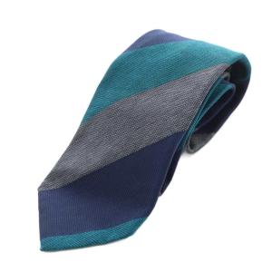 レギュラータイ ネクタイ ストライプ柄 シルク 絹 グレー 青 ブルー 紺 ネイビー /AN6