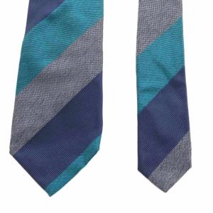 BEAMS F レギュラータイ ネクタイ ストライプ柄 シルク 絹 グレー 青 ブルー 紺 ネイビー /AN6