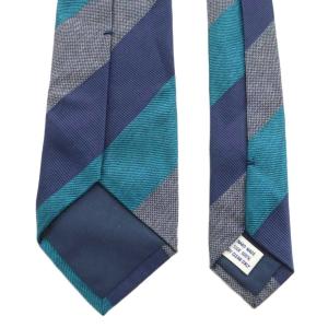 BEAMS F レギュラータイ ネクタイ ストライプ柄 シルク 絹 グレー 青 ブルー 紺 ネイビー /AN6