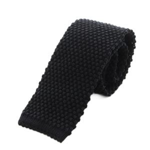 ニットタイ ネクタイ シルク 絹 グレー 黒 ブラック /AN25