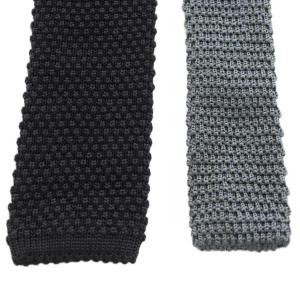 Brilla per il gusto ニットタイ ネクタイ シルク 絹 グレー 黒 ブラック /AN25