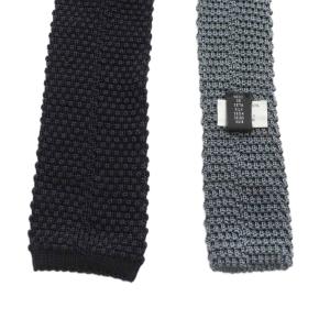 Brilla per il gusto ニットタイ ネクタイ シルク 絹 グレー 黒 ブラック /AN25