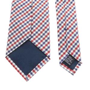 DRAKE'S BEAMS F レギュラータイ ネクタイ チェック柄 シルク 絹 紺 ネイビー 白 ホワイト 赤 レッド