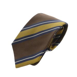 for BEAMS F レギュラータイ ネクタイ ストライプ柄 シルク 絹 黄 イエロー 茶 ブラウン