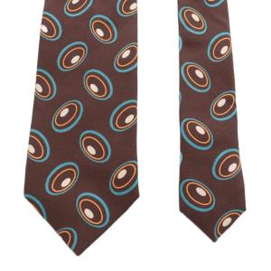 BEAMS F FERMO FOSSATI レギュラータイ ネクタイ 総柄 シルク 絹 茶 ブラウン /AN35