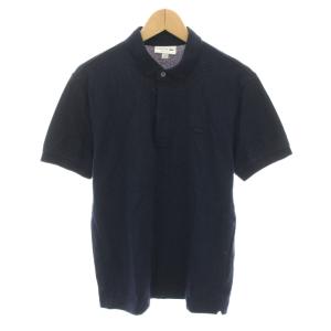 レギュラーフィットストレッチパリポロシャツ 半袖 ハーフボタン ワッペン FR3 紺 ネイビー PH5522J