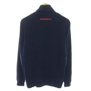 BEAMS GOLF ゴルフウェア レイヤーロゴタートルネックシャツ Tシャツ ロンT カットソー 長袖 ロゴプリント M 紺