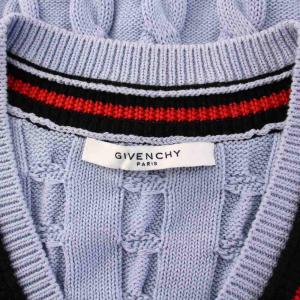 GIVENCHY  Vネックベスト ニット ケーブル編み S 青 17S 7506 505 /KH