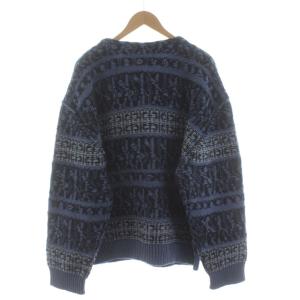 GIVENCHY ニット セーター 長袖 クルーネック 総柄 青 ブルー 紺 ネイビー /KU