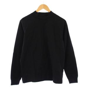 コットン モックネック ロングスリーブ Tシャツ ロンT 長袖 L 黒 21-14-0018-849 /KH