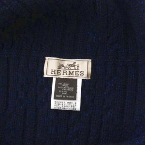 HERMES スヌード カシミヤ混 ネイビー