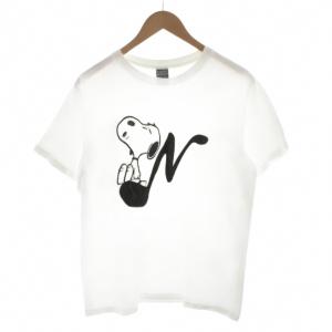 × ピーナッツ PEANUTS スヌーピー Tシャツ カットソー 半袖 ロゴ 3 白 ホワイト /AN
