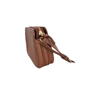 TORY BURCH ロゴ レザー ショルダーバッグ ブラウン 茶 123FA