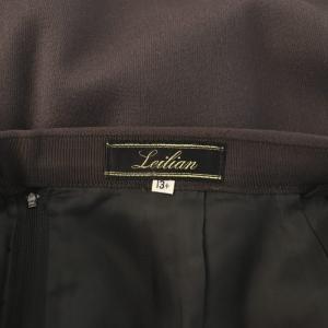 Leilian タイトスカート ひざ丈 バックファスナー ウール 13+ XXL 大きいサイズ 茶 ブラウン