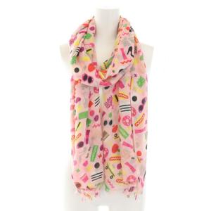 kate spade new york ダーセル Darcel ストール マフラー フリンジ 総柄 ピンク 赤 レッド