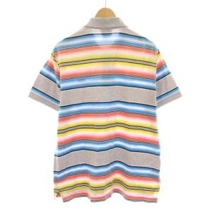 LACOSTE ポロシャツ ワンポイント ワニワッペン刺繍 メキシカンボーダー 半袖 4 M マルチカラー