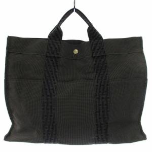 HERMES エールライン フールトゥMM ハンドバッグ トートバッグ キャンバス グレー