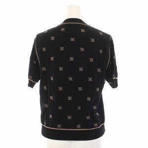 FENDI FFカリグラフィ サマーニット 半袖 カットソー 刺繍 40 ブラック FZY925