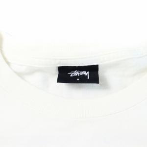 STUSSY Tシャツ カットソー 半袖 クルーネック ロゴ プリント ペイント加工 コットン S 白 ホワイト