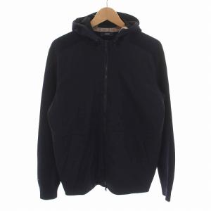 ストレッチナイロン コットンミラノリブハイブリッドジップフーディー 48 ネイビー