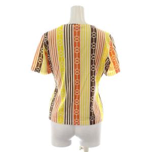 CELINE Tシャツ カットソー ヴィンテージ 半袖 クルーネック ストライプ 36 M マルチカラー