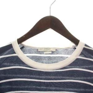 JOHN SMEDLEY Tシャツ カットソー ニット 半袖 クルーネック ボーダー L 紺 ネイビー 白 ホワイト