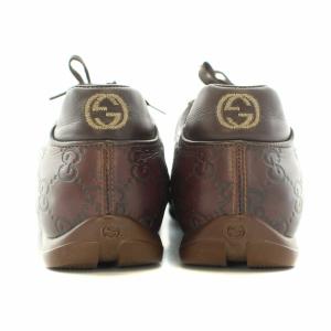 GUCCI グッチシマ ローカットスニーカー シューズ レザー インターロッキング GG 刺繍 37 24cm 茶 ブラウン