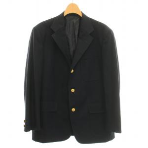 テーラードジャケット ブレザー シングル 背抜き ウール 紺 ネイビー /BB