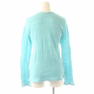 45rpm カットソー Tシャツ Vネック 刺繍 ロゴ 長袖 2 M 青 ブルー /XK