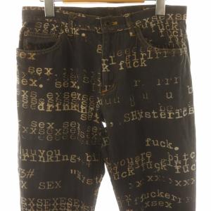 HYSTERIC GLAMOUR デニムパンツ ジーンズ ロゴ 総柄 プリント M グレー