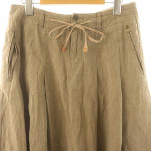 45rpm フレアスカート ロング ミモレ ロゴ 刺繍 リボン 2 M ベージュ