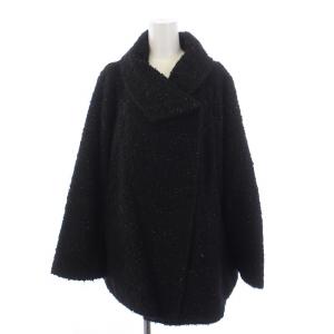 コート ミドル丈 ラメ ウール ナイロン 13+ XXL 黒 ブラック /BM