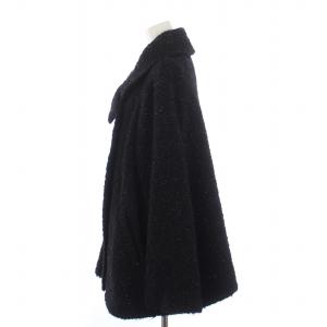 Leilian コート ミドル丈 ラメ ウール ナイロン 13+ XXL 黒 ブラック /BM