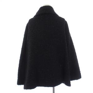 Leilian コート ミドル丈 ラメ ウール ナイロン 13+ XXL 黒 ブラック /BM