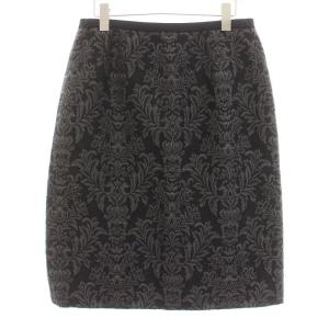 タイトスカート ひざ丈 総柄 ウール 大きいサイズ 13+ XXL グレー 黒 ブラック /KU