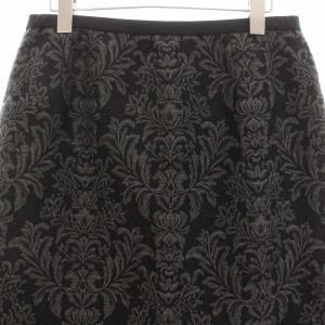 Leilian タイトスカート ひざ丈 総柄 ウール 大きいサイズ 13+ XXL グレー 黒 ブラック /KU