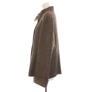 Leilian スタンドカラージャケット ダブル ウール カシミヤ混 大きいサイズ 15+ 3L 茶 ブラウン /KU