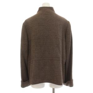 Leilian スタンドカラージャケット ダブル ウール カシミヤ混 大きいサイズ 15+ 3L 茶 ブラウン /KU