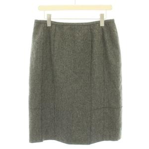 オリジナル ORIGINAL スカート ひざ丈 フレア 台形 ウール 絹 シルク混 大きいサイズ 13+ XL グレー