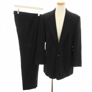 スーツ セットアップ 上下 テーラードジャケット シングル パンツ スラックス ストライプ柄 50 黒