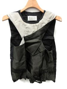 ベスト ジレ ストライプ 切替 2 グレー 黒