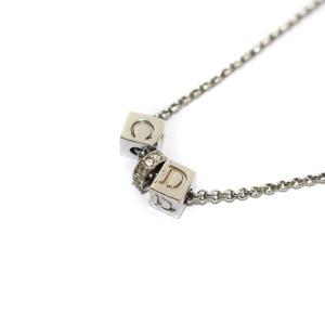 ネックレス ペンダント ロゴキューブ ラインストーン シルバー