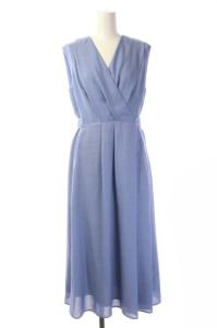 20SS リネンライクAラインワンピース 36 サックスブルー