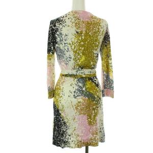 DIANE von FURSTENBERG ラップワンピース ひざ丈 総柄 シルク 2 マルチカラー