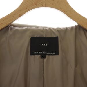 23区 19AW ダウンコート ロング丈 裾ドロスト フード 36 S グレージュ